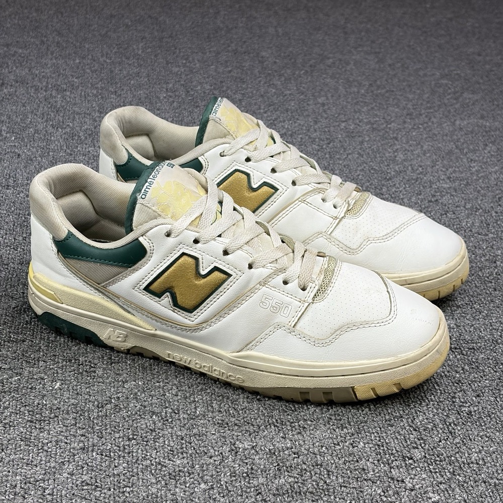 New Balance 550 x Aimé Leon Dore White Green Yellow Leather Sneakers Men's 10 D